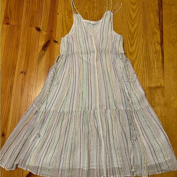 Apiece Apart Daphne Midi Dress Lurex Metallic White Fez Stripe Size 6 - Picture 6 of 13